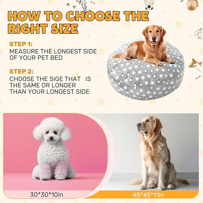 Youyole Small Washable Round Dog & Cat Bed Cover Replacement Waterproof 20 x 20 - Image 3