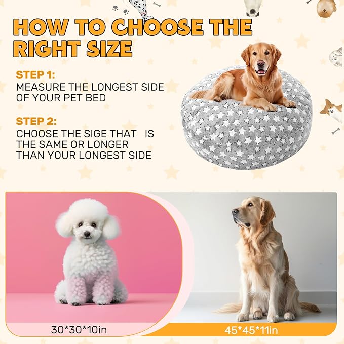 Youyole Large Washable Round Dog Bed Cover Replacement Waterproof 45 x 45 x 11 - Image 3