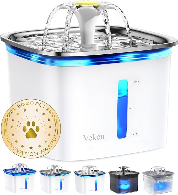Veken Innovation Award Winner 95oz/2.8L Cat Water Fountain by Veken