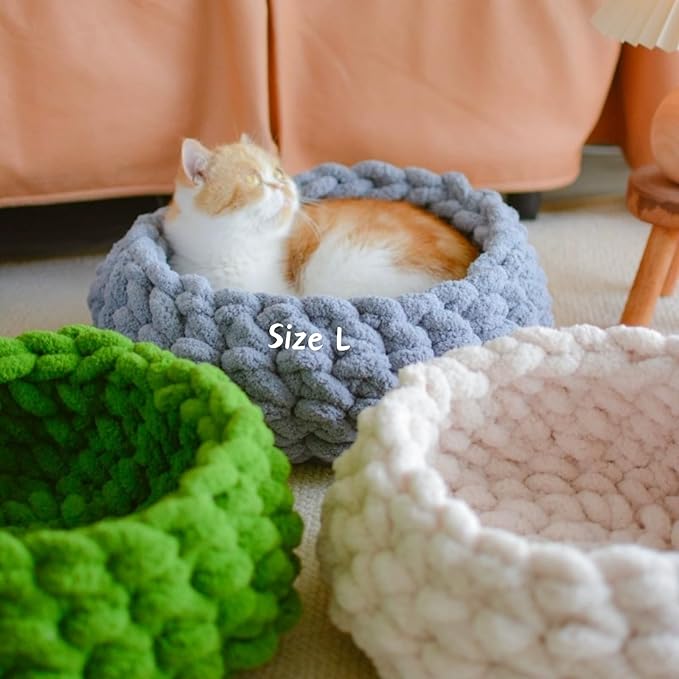 Cat Nest Bed - Premium Self Warming Handwoven Washable Extra Soft Round Cave - Image 3