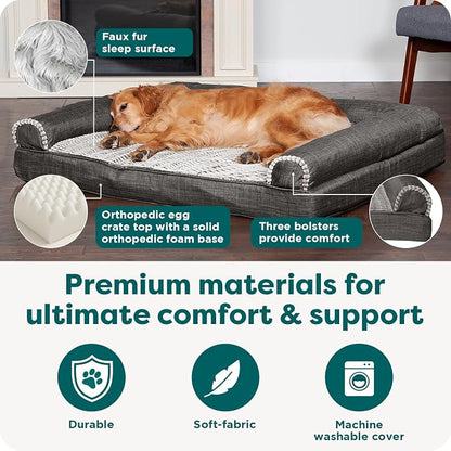 Furhaven Orthopedic Dog Bed for Large Dogs w/ Removable Bolsters & Washable - Image 5