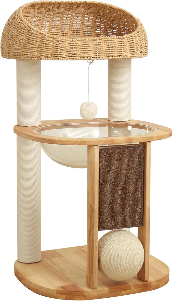 Wood Cat Tree for Large Cats, Modern Cat Tree Tower by PETTIFULCATTREE