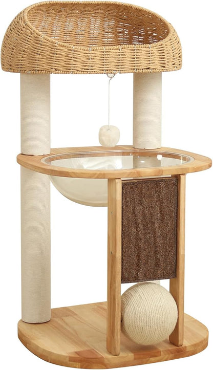 Wood Cat Tree for Large Cats, Modern Cat Tree Tower by PETTIFULCATTREE