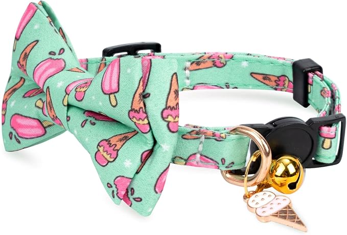 2 Pack Cotton Cat Collar with Bow Tie and Bell - Image 3