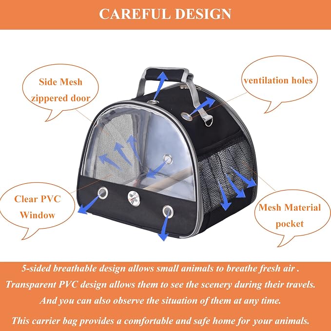 Bird Carrier with Stand & Tray, Small Bird Travel Cage - Image 5