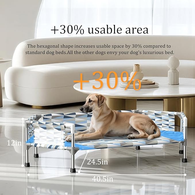 Elevated Dog Bed with Guardrail, Cooling Outdoor Pet Cot with 5-Sided - Image 3