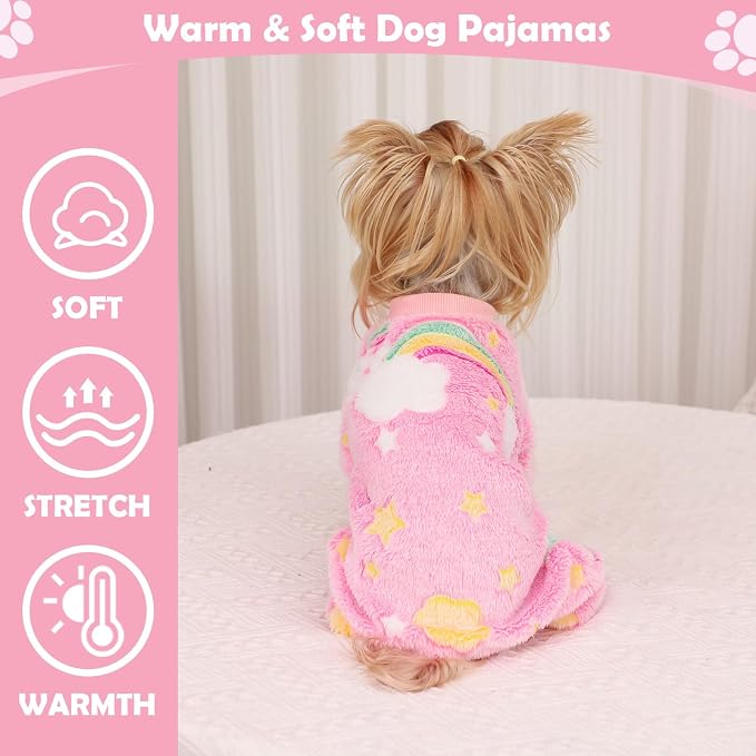 Fleece Dog Pjs - Cute Extra Small Puppy Clothes, Soft & Stretchy Dog Onesies - Image 2