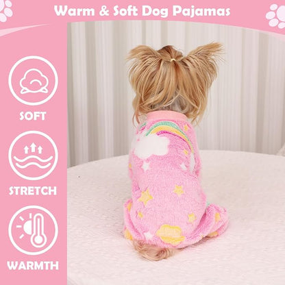Fleece Dog Pjs - Cute Extra Small Puppy Clothes, Soft & Stretchy Dog Onesies - Image 2
