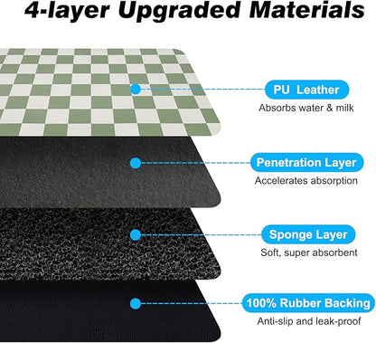 Checkered Dog Food Mat, Absorbent Leak-Proof Pet Feeding Mat, Quick Dry Cat - Image 6