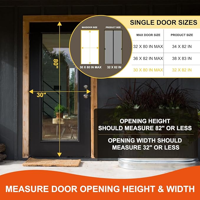 Fiberglass Magnetic Screen Door Fit Door Size 30 x 80 in- Heavy Duty Fiberglass - Image 2