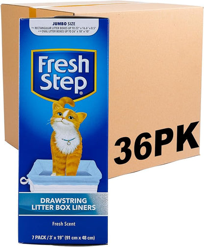 Fresh Step Jumbo Drawstring Cat Litter Box Liners, Scented Heavy Duty Kitty by FreshStep