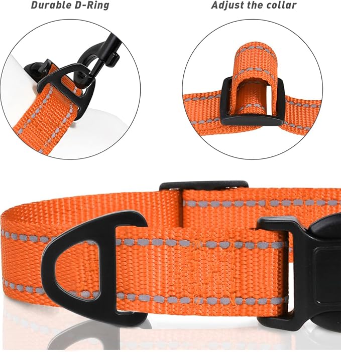 TagME Reflective Nylon Dog Collars, Adjustable Classic Pet Collar - Image 4
