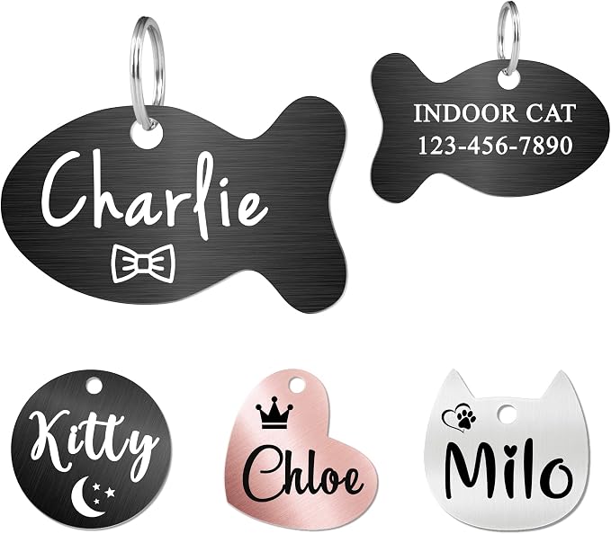 Ultra Joys Cat ID Tag Personalized Pet Tags, Durable Stainless Steel Small Pet by UltraJoys