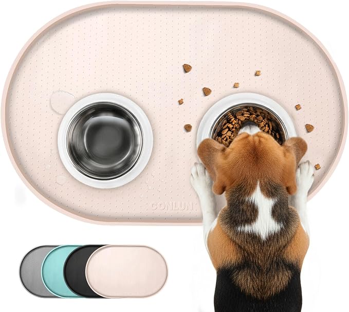Dog Food Mat, Raised Edges Pet Food Mats by Conlun