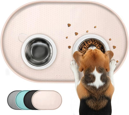 Dog Food Mat, Raised Edges Pet Food Mats by Conlun