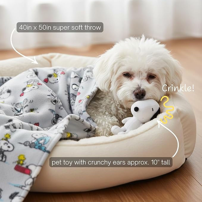 Peanuts Snoopy Pet Throw & Pet Pillow Set - 40in x 50in Super Soft Cozy Throw - Image 3