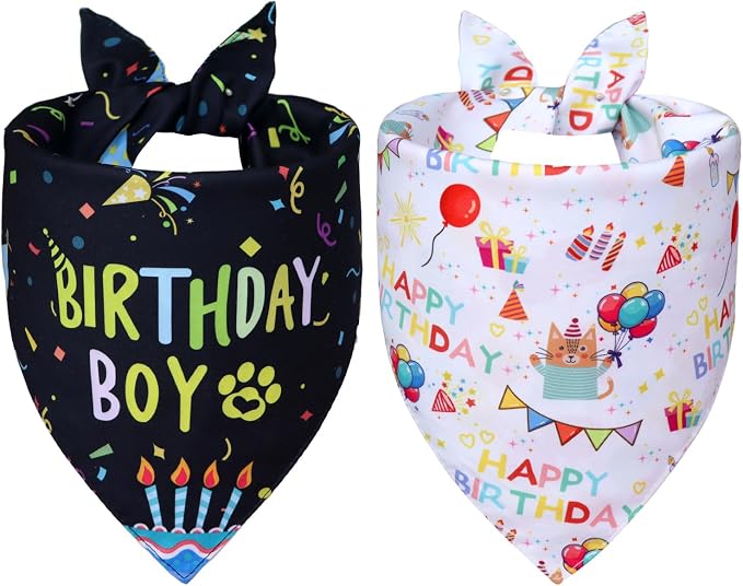 Dog Birthday Bandanas, Party Outfit Gift by WoffBow