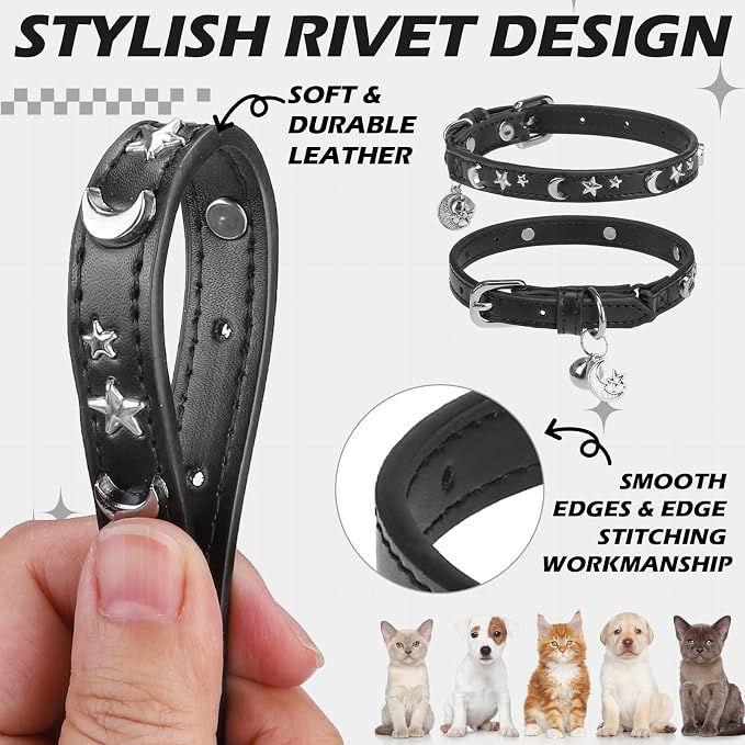 EXPAWLORER Cat Collar for Girl Boy Cats- Adjustable Leather Pet Collar - Image 4