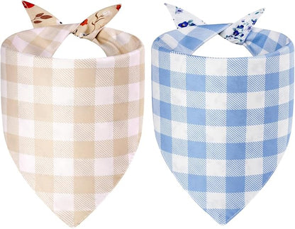Spring Dog Bandanas Large 2PCS, 4 Pattern Summer Floral Scarf - Image 2