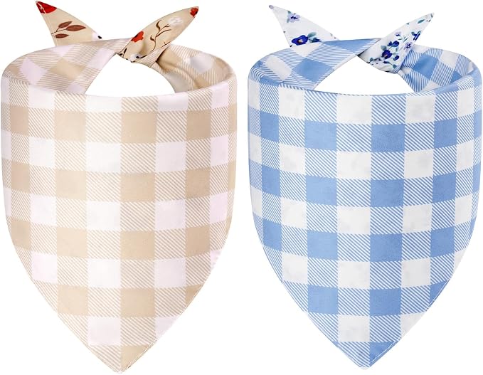 Spring Dog Bandanas Small 2PCS, 4 Pattern Summer Floral Scarf - Image 2