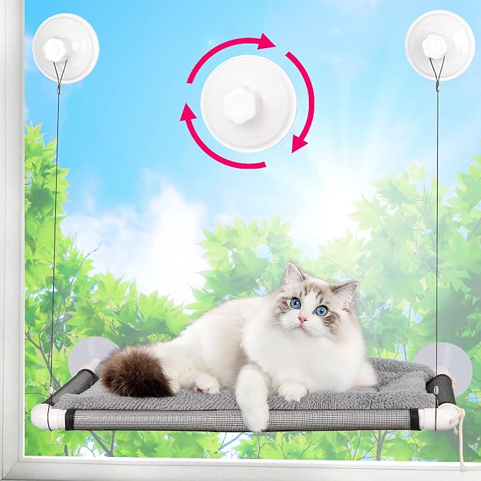 ZALALOVA Cat Window Perch Seat Large Sturdy Cat Beds Fleece Blanket 2025 Latest - Image 2