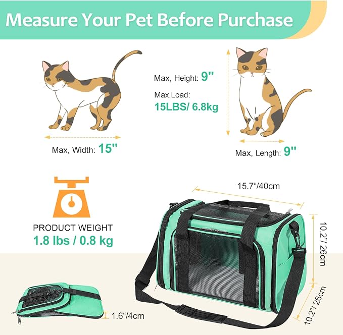 Discala Cat Dog Carrier Up to 15 Lbs TSA Airline Approved Pet Carrier - Image 2