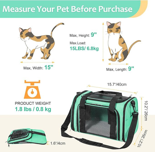 Discala Cat Dog Carrier Up to 15 Lbs TSA Airline Approved Pet Carrier - Image 2