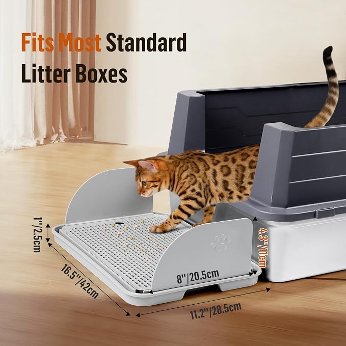Cat Litter Box Step with Removable Splash-Proof Baffles, Large Pet Ramp - Image 2