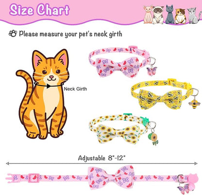 Breakaway Cat Collar with Removable Bow Tie and Bell, Cute Multi-Style Patterns - Image 3