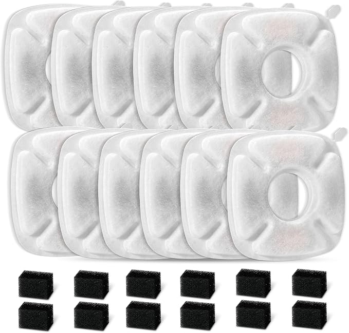24 Pcs Cat Fountain Replacement Filters：12 Pack Replacement Filters by Redoso