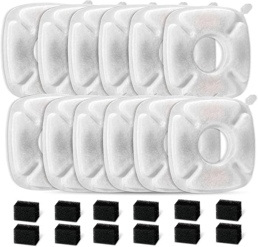 24 Pcs Cat Fountain Replacement Filters：12 Pack Replacement Filters by Redoso