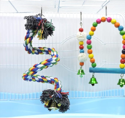 WishLotus Bird Perches, Parrot Colorful Climbing Rope Swing Toys Parrot Stand - Image 4