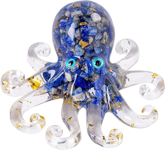 Natural Crystal Lapis Lazuli Gravel Octopus Resin Marine Animals Fish Tank by RJINGSHICRYSTAL