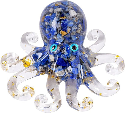 Natural Crystal Lapis Lazuli Gravel Octopus Resin Marine Animals Fish Tank by RJINGSHICRYSTAL