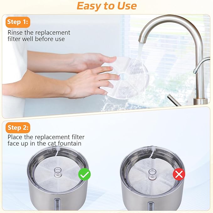 Cat Water Fountain Filters, 6 Pieces Triple Filtration System Replacement - Image 5