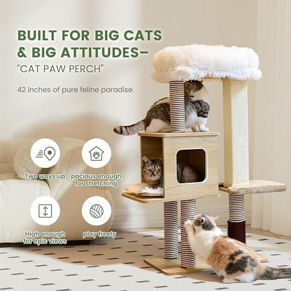 Cat Tree Tower, 41.7 in Wood Cat Condo - Image 6