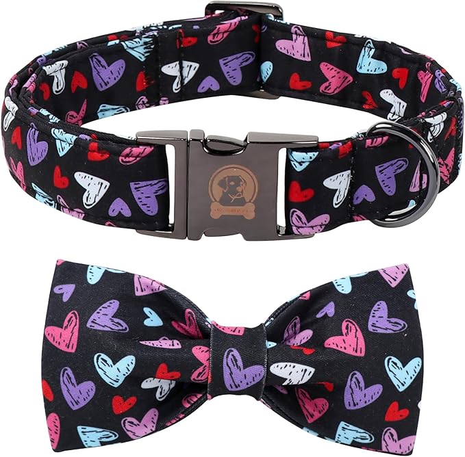 Valentines' Black Dog Collar by MrChubbyfacePetSupplies