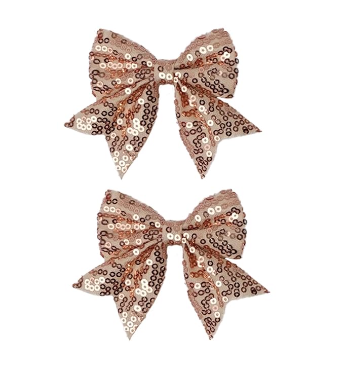 3-inch Sequined Bow Hair Clips For Baby Girls, Kids and Young Women Birthday by Koolgil