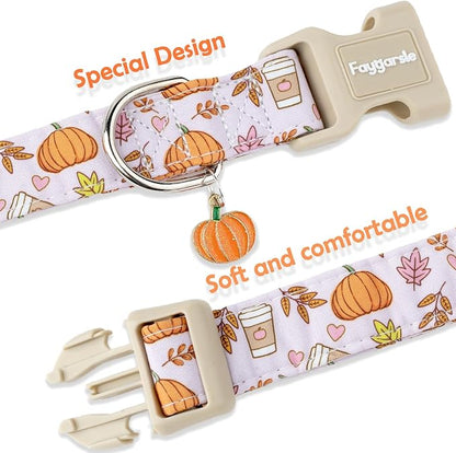Faygarsle Fall Pumpkin and Leaves Pattern Dog Collar - Image 4