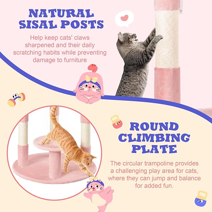 Allewie 55.5 in Cat Tree for Indoor Kitties/Soft Plush Perches/Multi-Level Cat - Image 5