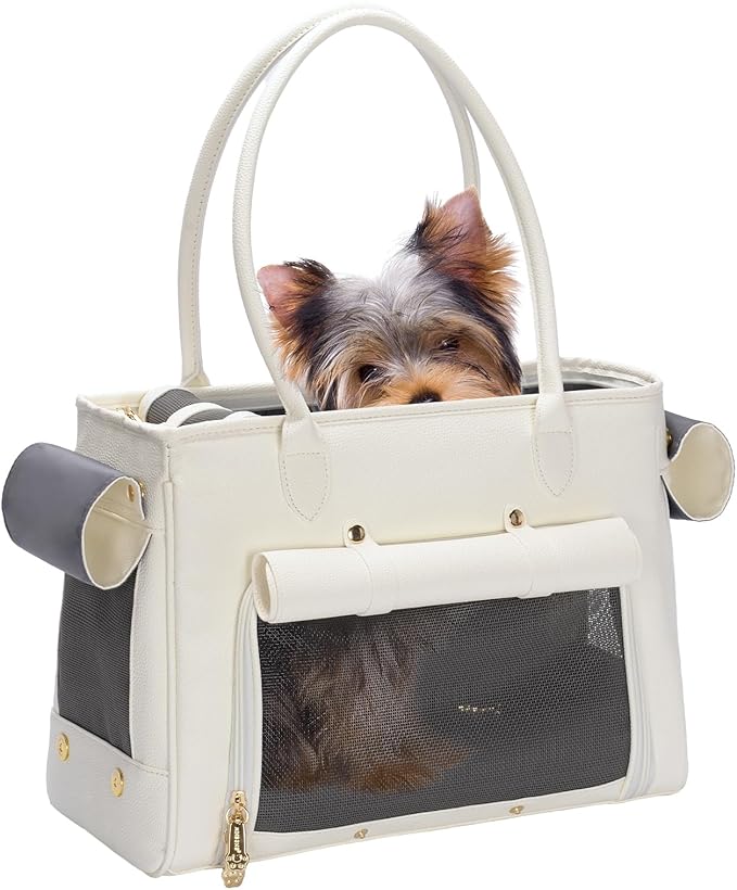 Fashion Pet Carrier Purse for Small Cat and Dog, Luxury Pu Soft-Sided Tote Bag by Minsong