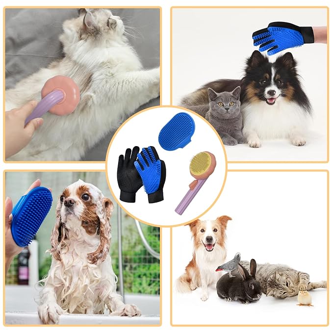 GJEASE Cat Grooming Glove Brush, Self-Cleaning Slicker Pet Brush - Image 5