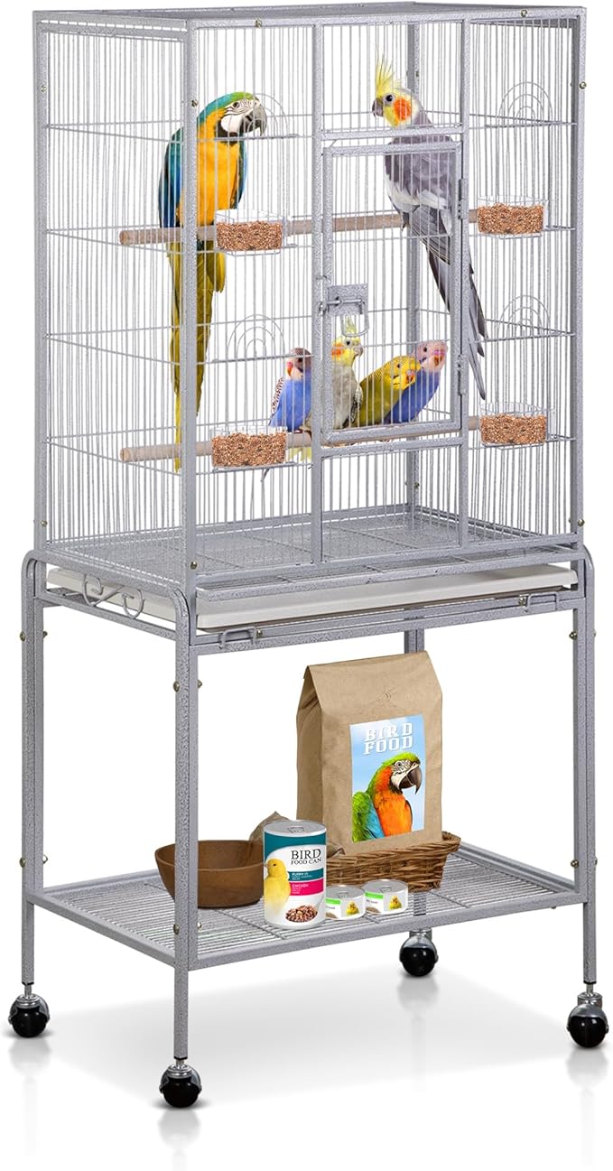 SUPER DEAL 53-Inch Rolling Bird Cage Large Wrought Iron Cage by Superdeal
