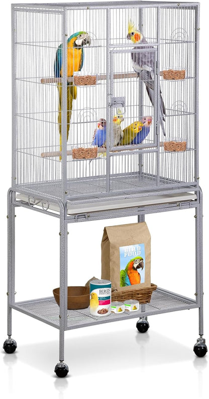 SUPER DEAL 53-Inch Rolling Bird Cage Large Wrought Iron Cage by Superdeal
