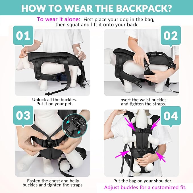 Lukovee Dog Backpack Carrier, Legs Out Easy-fit Dog Front Carrier - Image 4