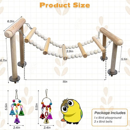 PINVNBY 3PCS Bird Ladder Bridge, Natural Wood Climbing Ladders Flexible Parrot - Image 3