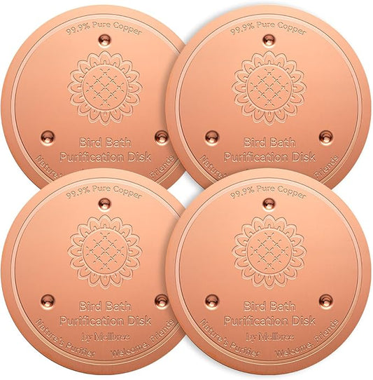 Mellbree 4-Pack Bird Bath Copper Disk, 0.6mm Reinforced 99.99% Pure Copper by Mellbree