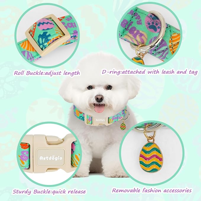 Easter Dog Collar for Medium Dogs, Adjustable Green Medium Dog Collar - Image 3