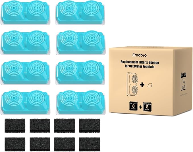 Official 8-Pack Replacement Filters and Sponges by Emdoro