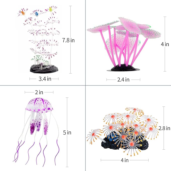 Uniclife 4 Pack Fish Tank Decorations Glowing Effect Aquarium Décor Small - Image 6